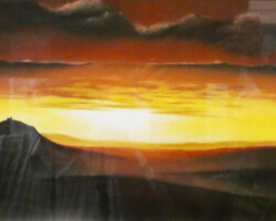 Sunset Over Brentor. Marcia Rowles. Pastel. 2025
